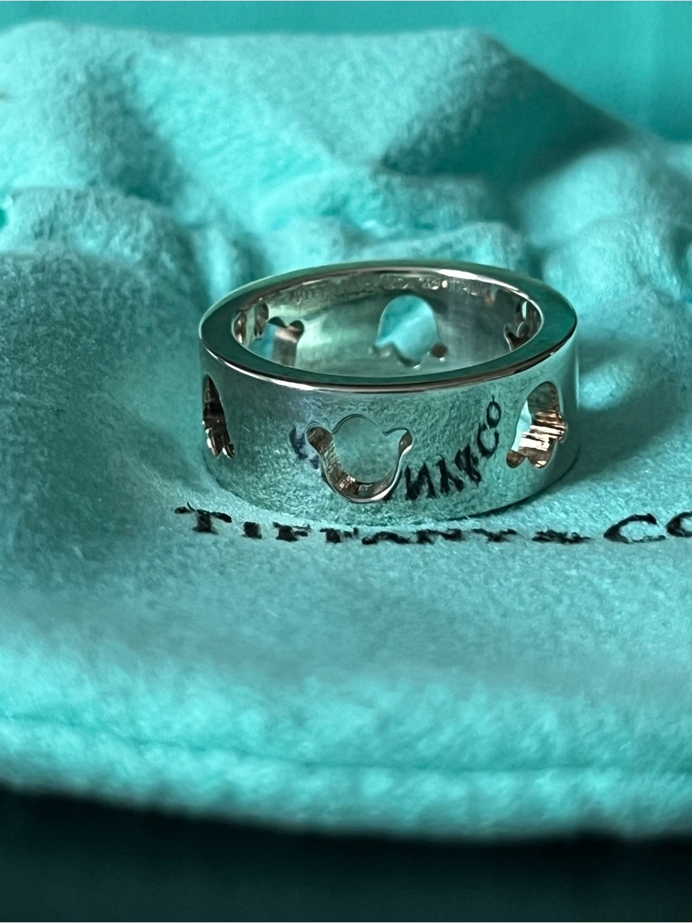 Tiffany & Co. Sterling Silver Tulip Flower Stencil Cutout Ring Size 6